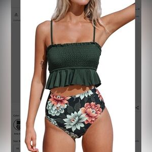 Two Piece Bikini Set Full Coverage Swimsuit Tummy Control Padded NWT Size S